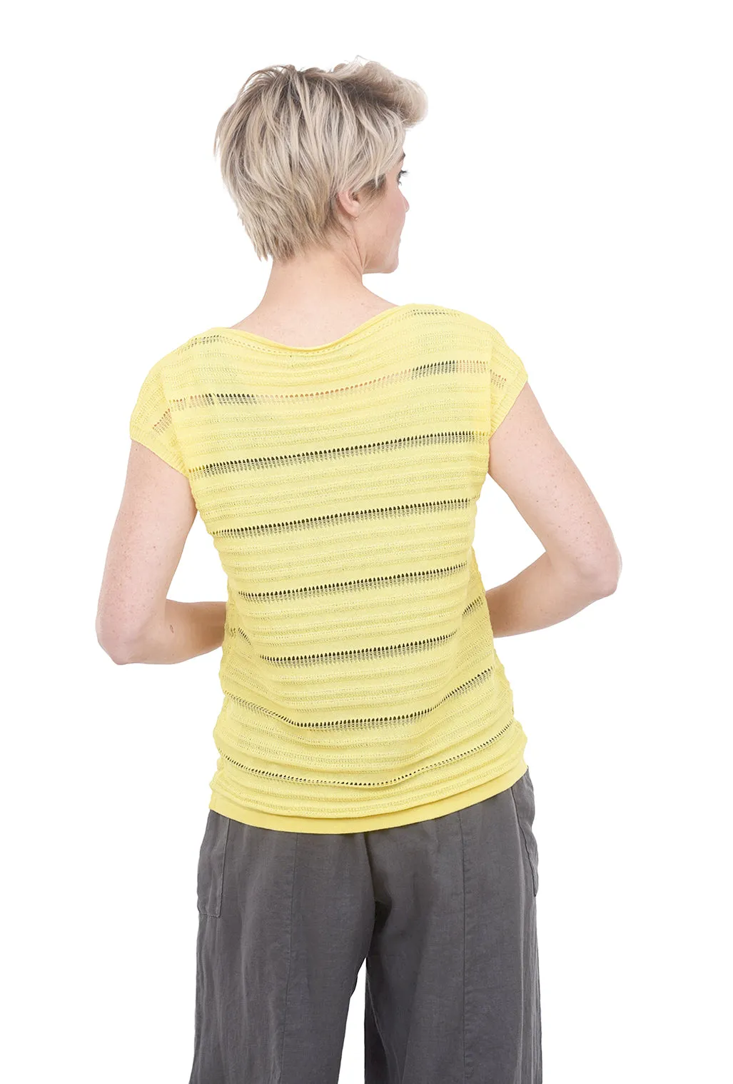 Open Stitch Sleeveless Sweater, Yellow