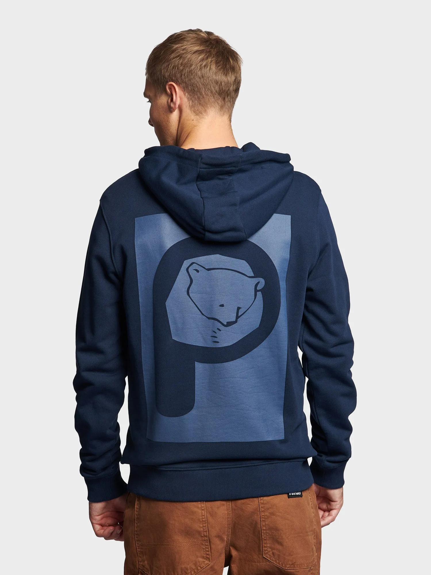 P Bear Graphic Print Hoodie in Navy Blue