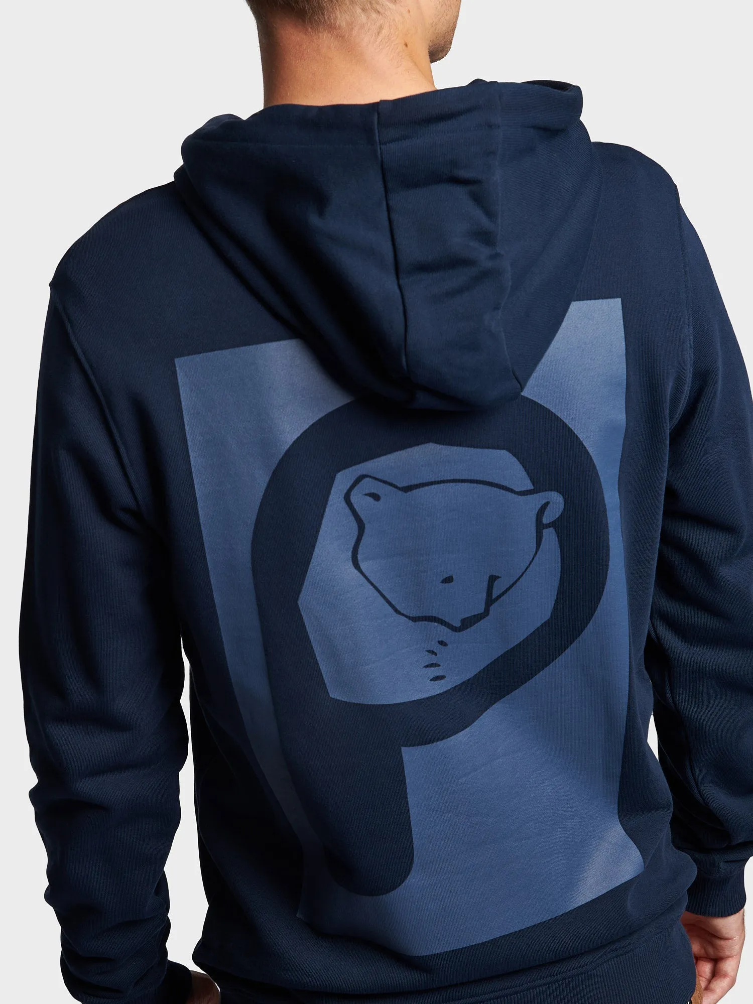 P Bear Graphic Print Hoodie in Navy Blue