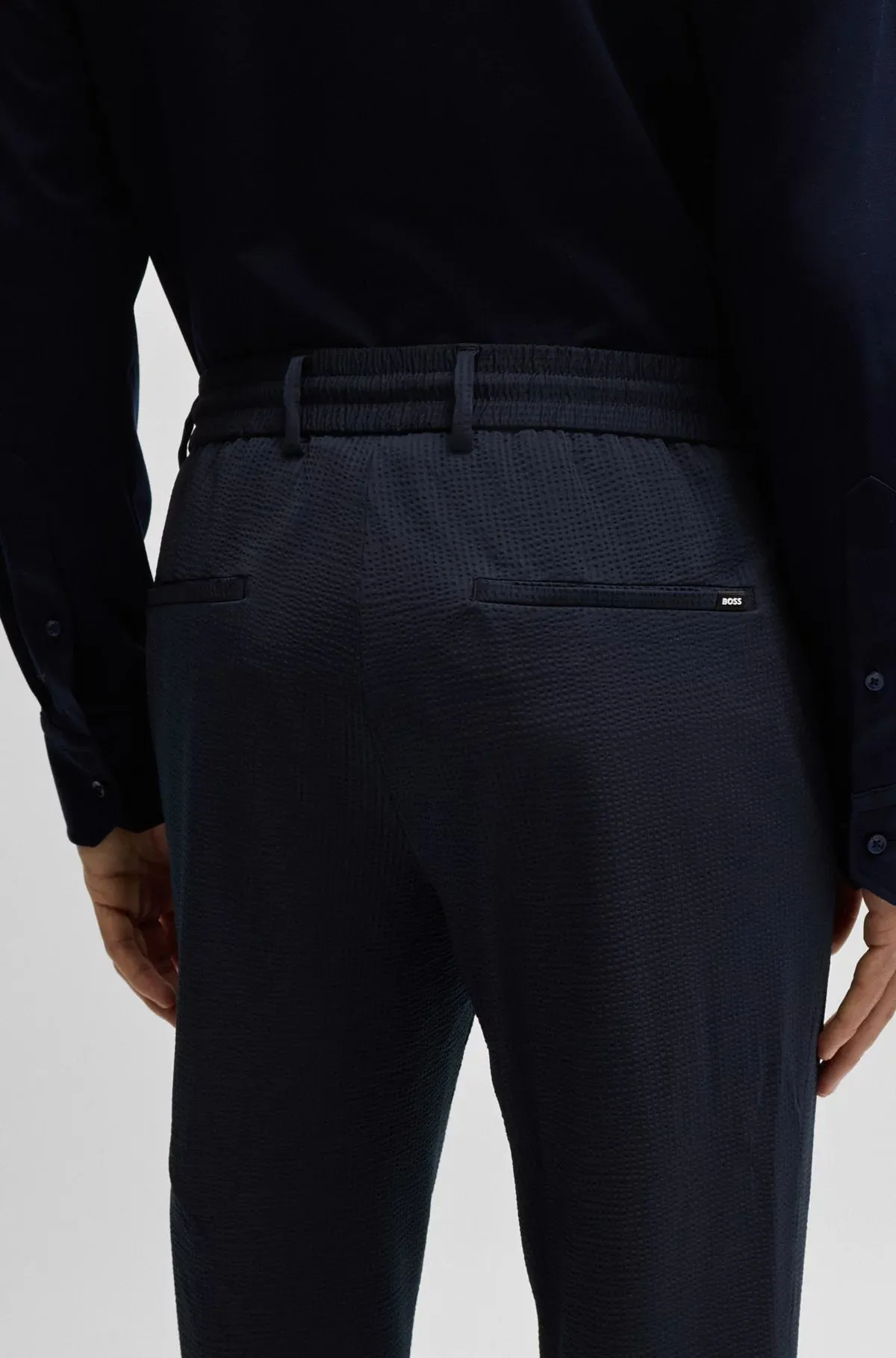 P-GeniusJ Slim-Fit Trousers in Performance-Stretch Seersucker 50514608