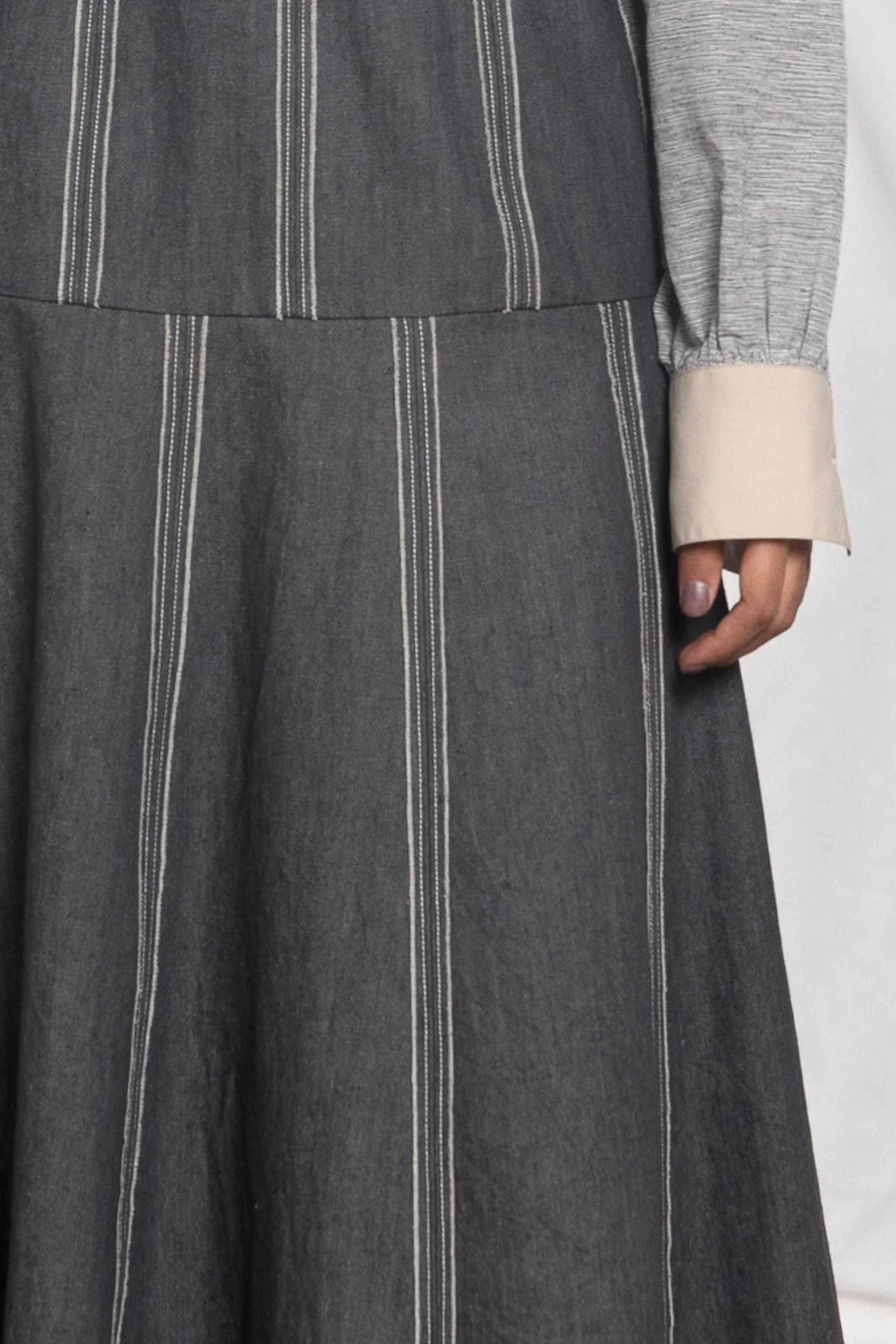 Panelled denim skirt