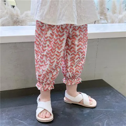 Patterned Cotton Loose Trousers