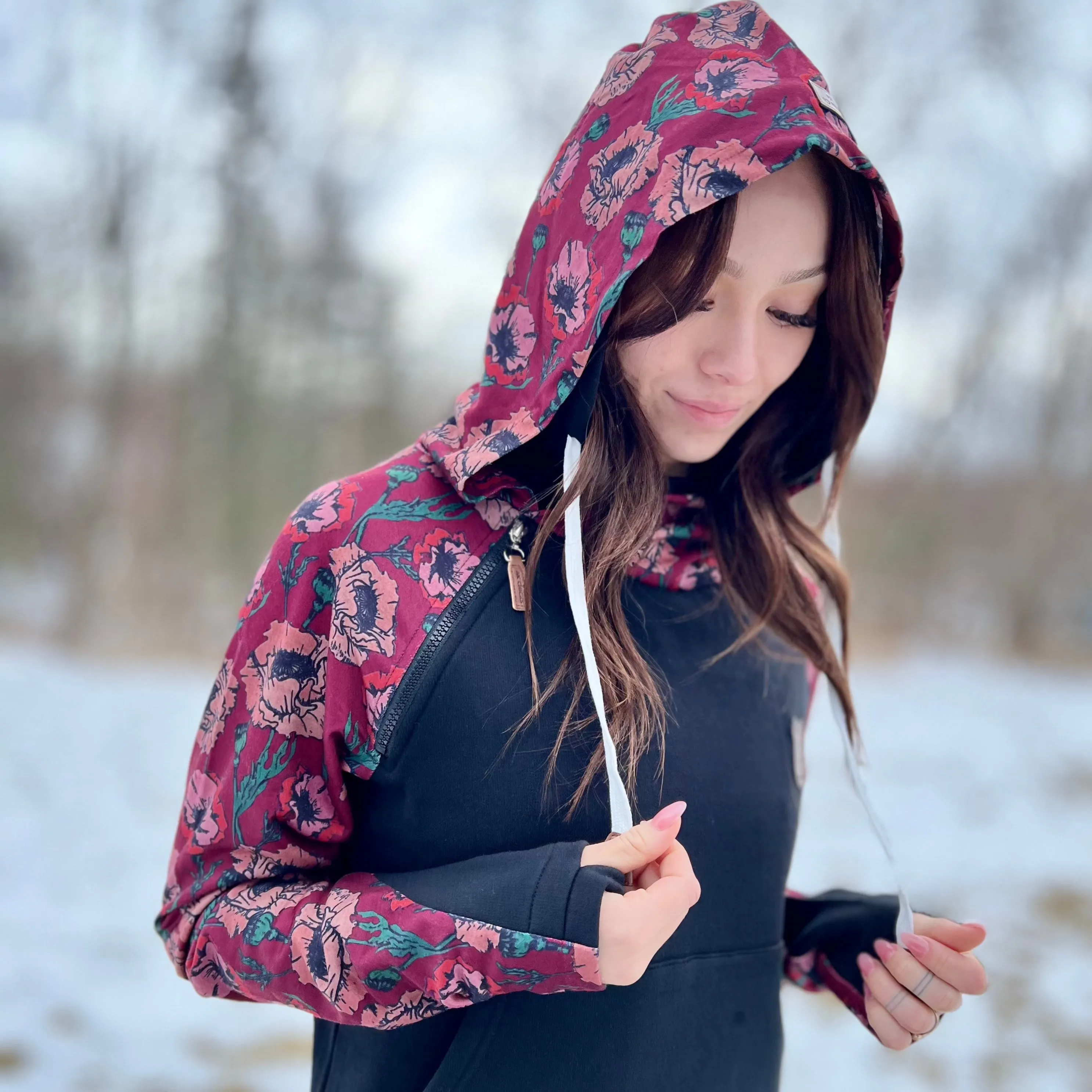 Peony Floral Sleeve Hoodie