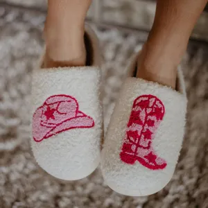 Pink Cowgirl Western Slippers