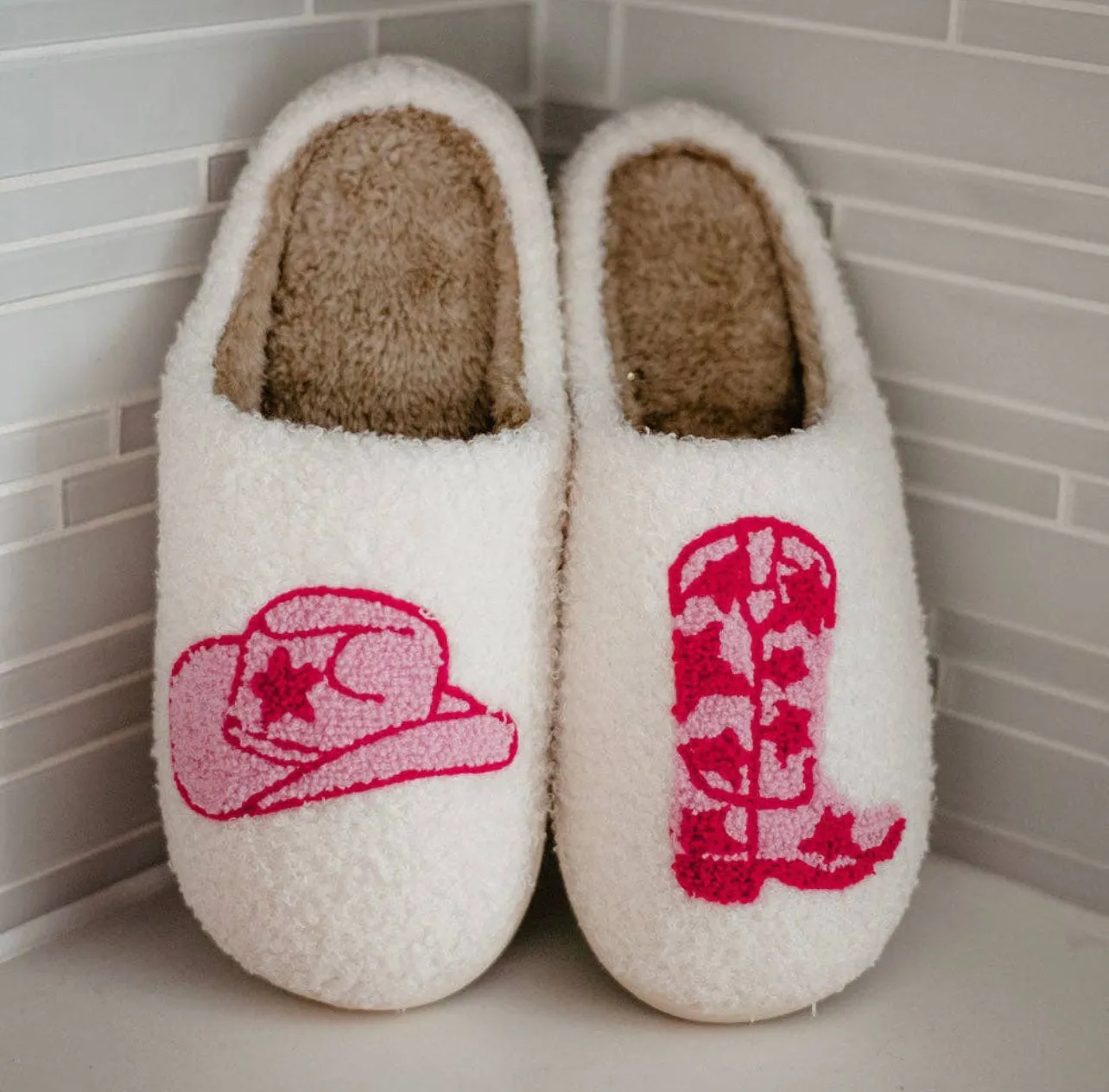 Pink Cowgirl Western Slippers