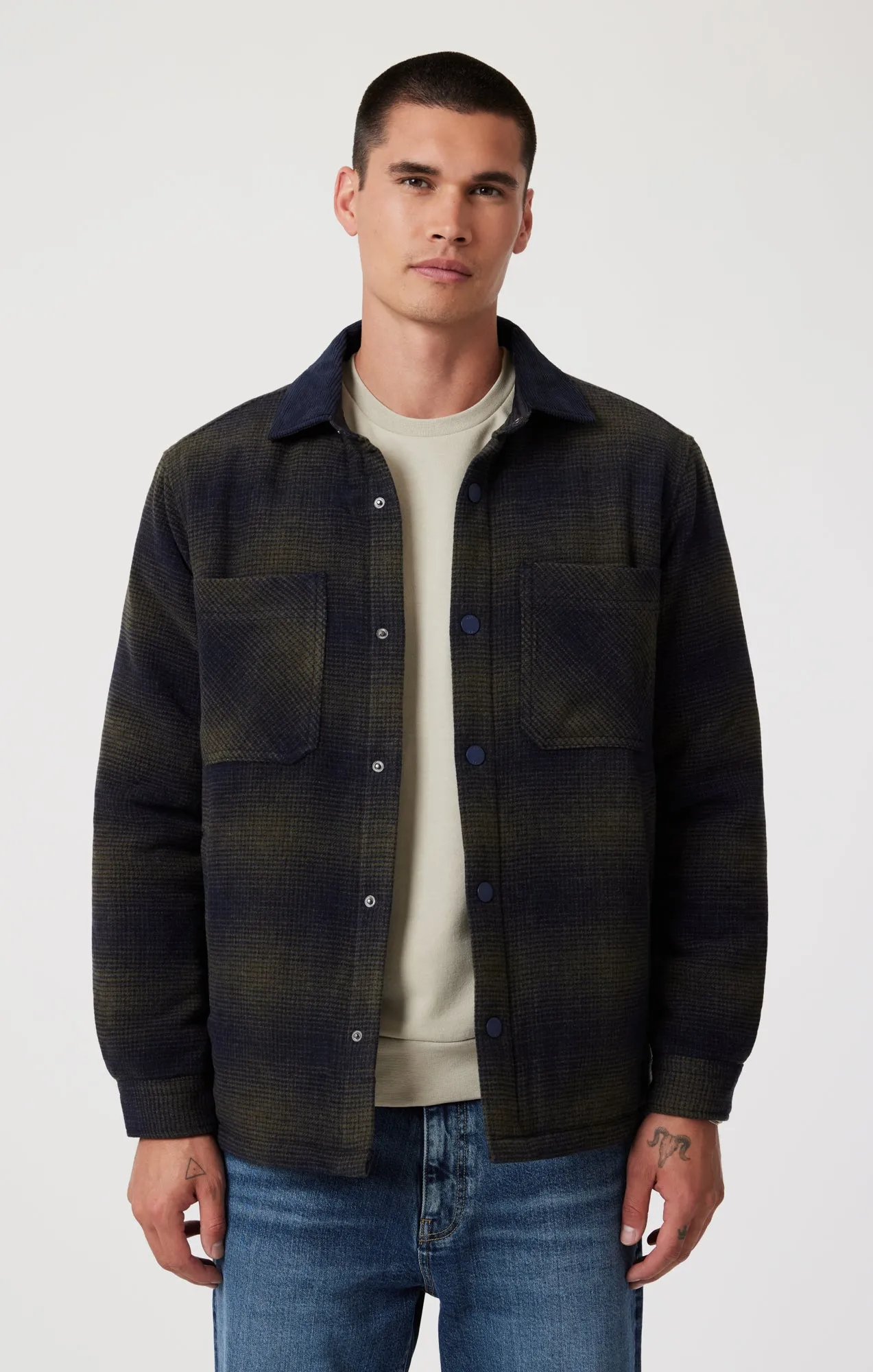 PLAID SHACKET IN KHAKI CHECK