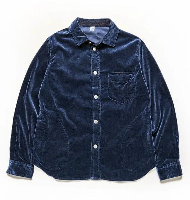 Pure Blue Japan - [2224-NV] Cotton Velvet CPO Shirt - Navy