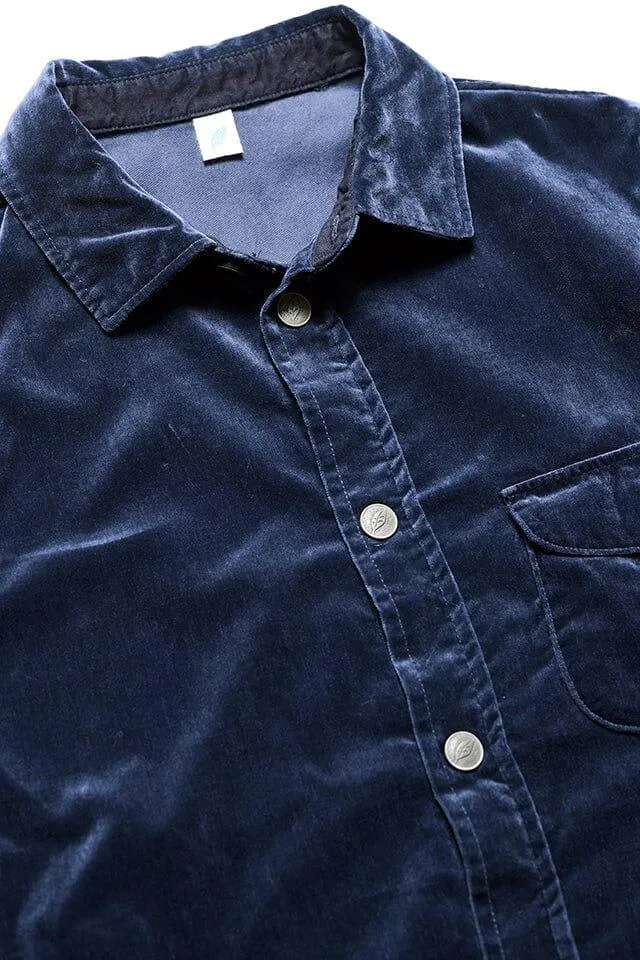 Pure Blue Japan - [2224-NV] Cotton Velvet CPO Shirt - Navy