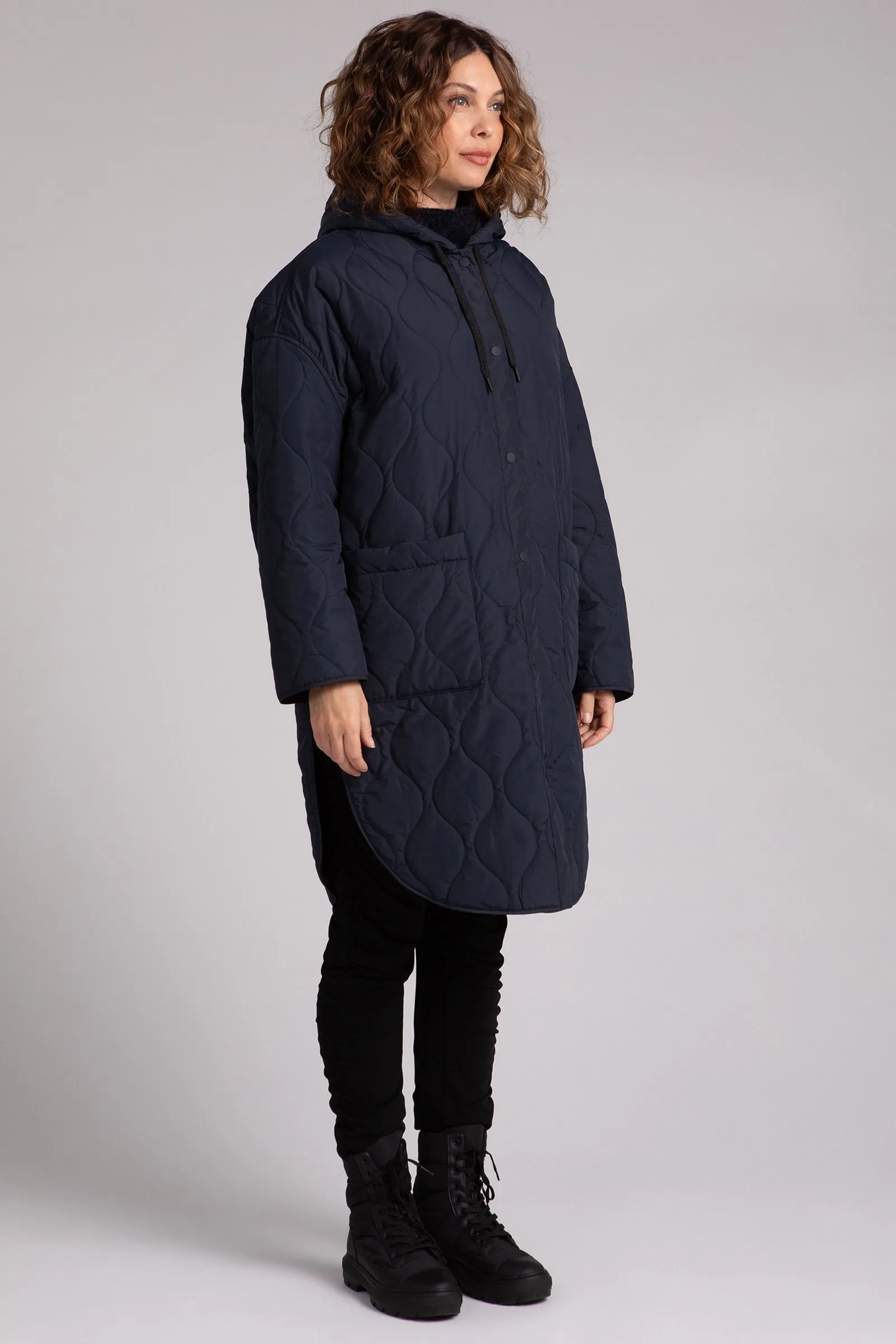 Quilted Maxi Shacket | Navy