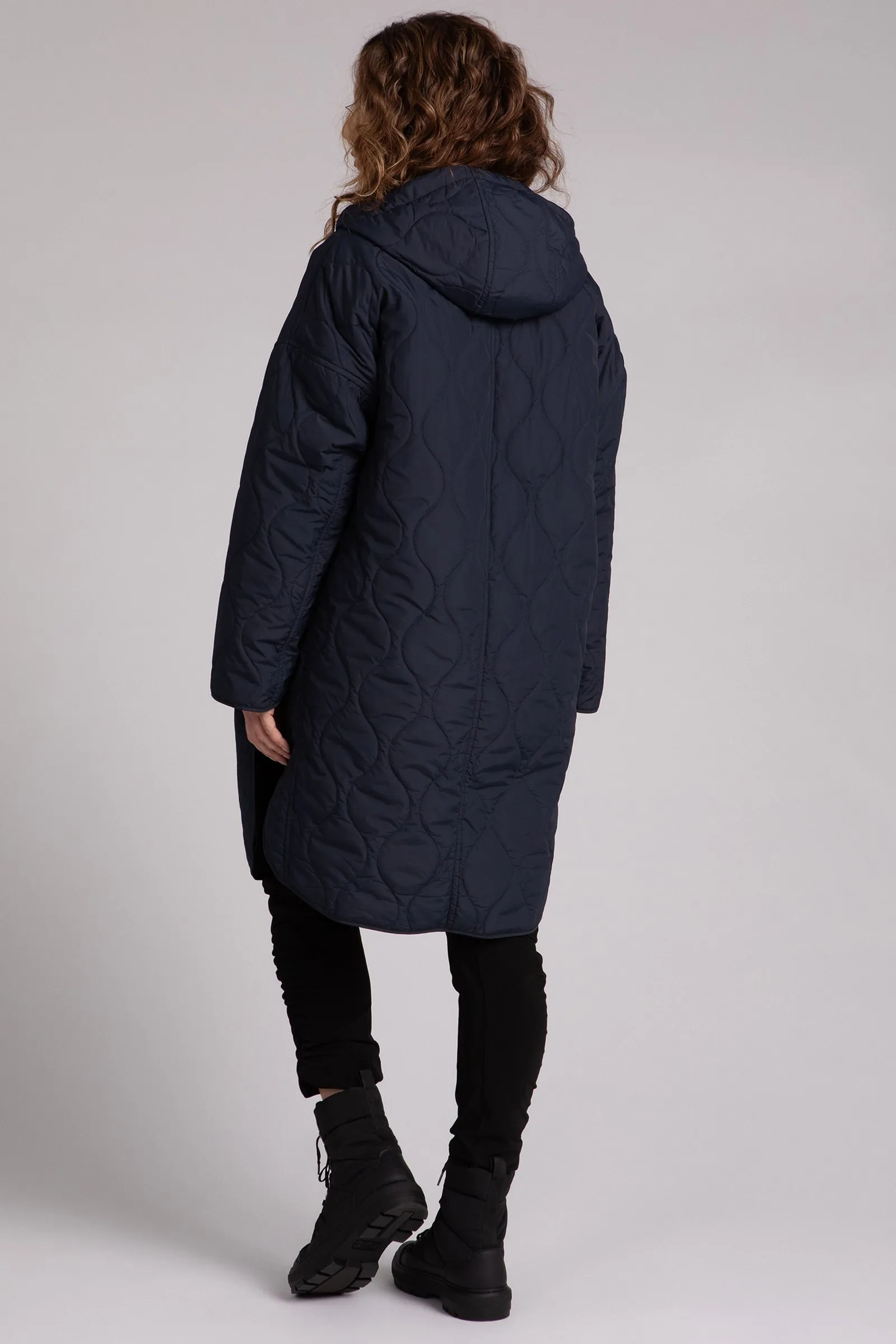 Quilted Maxi Shacket | Navy