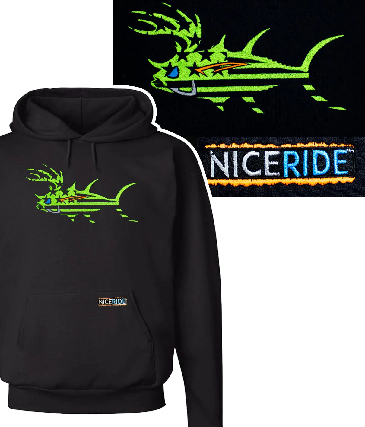 "Buck-Eye Faded Glory" Black or Green Pullover Hoodie For Men And Women