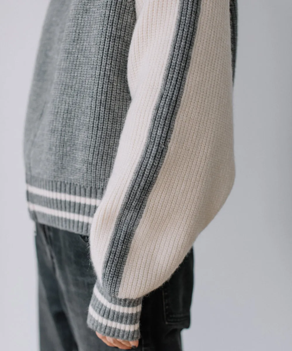 raglan zip knit tops