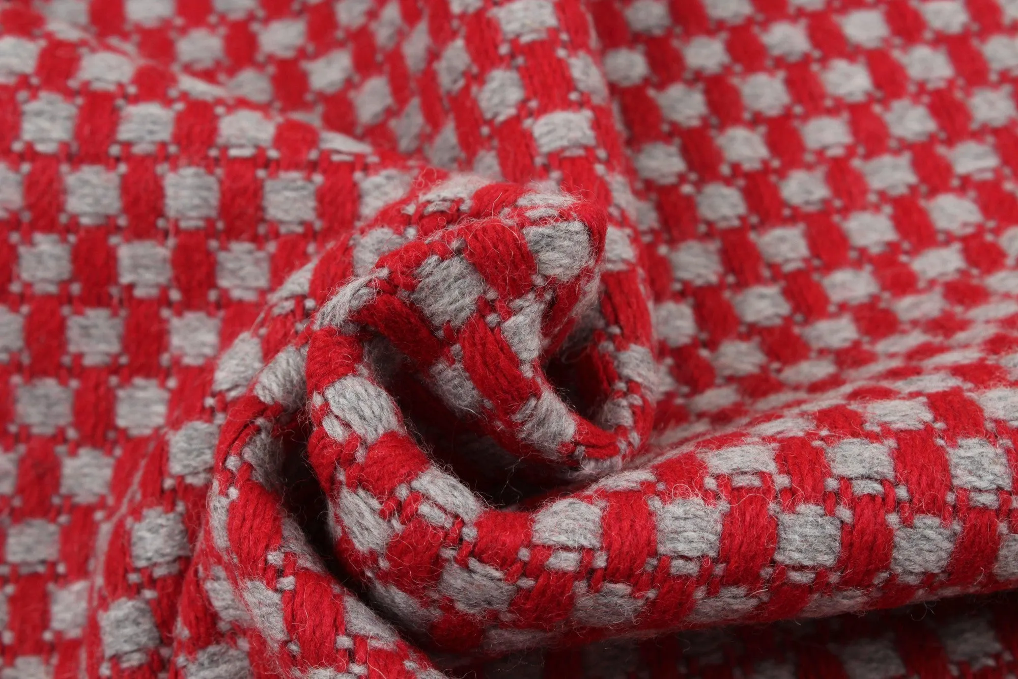 Recycled Wool Jacquard for Coats - Basketweave Look