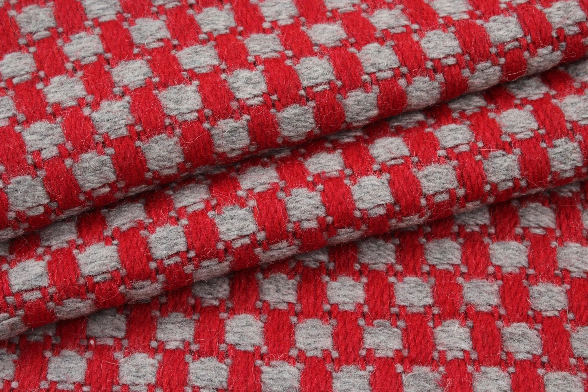 Recycled Wool Jacquard for Coats - Basketweave Look