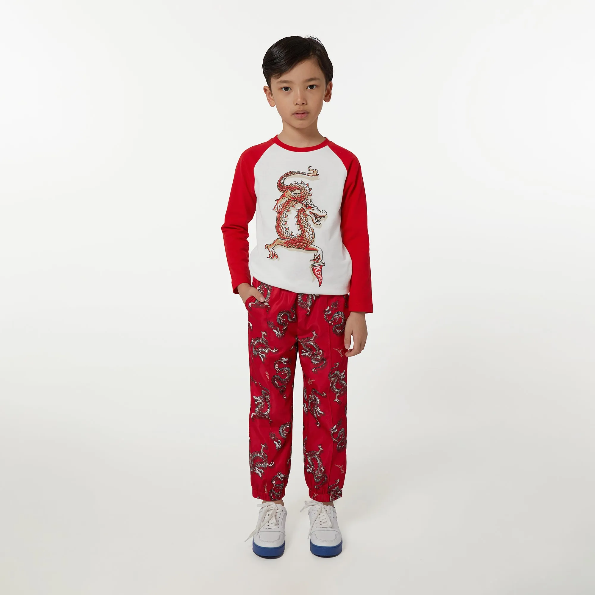 Red Dragon Print Trousers