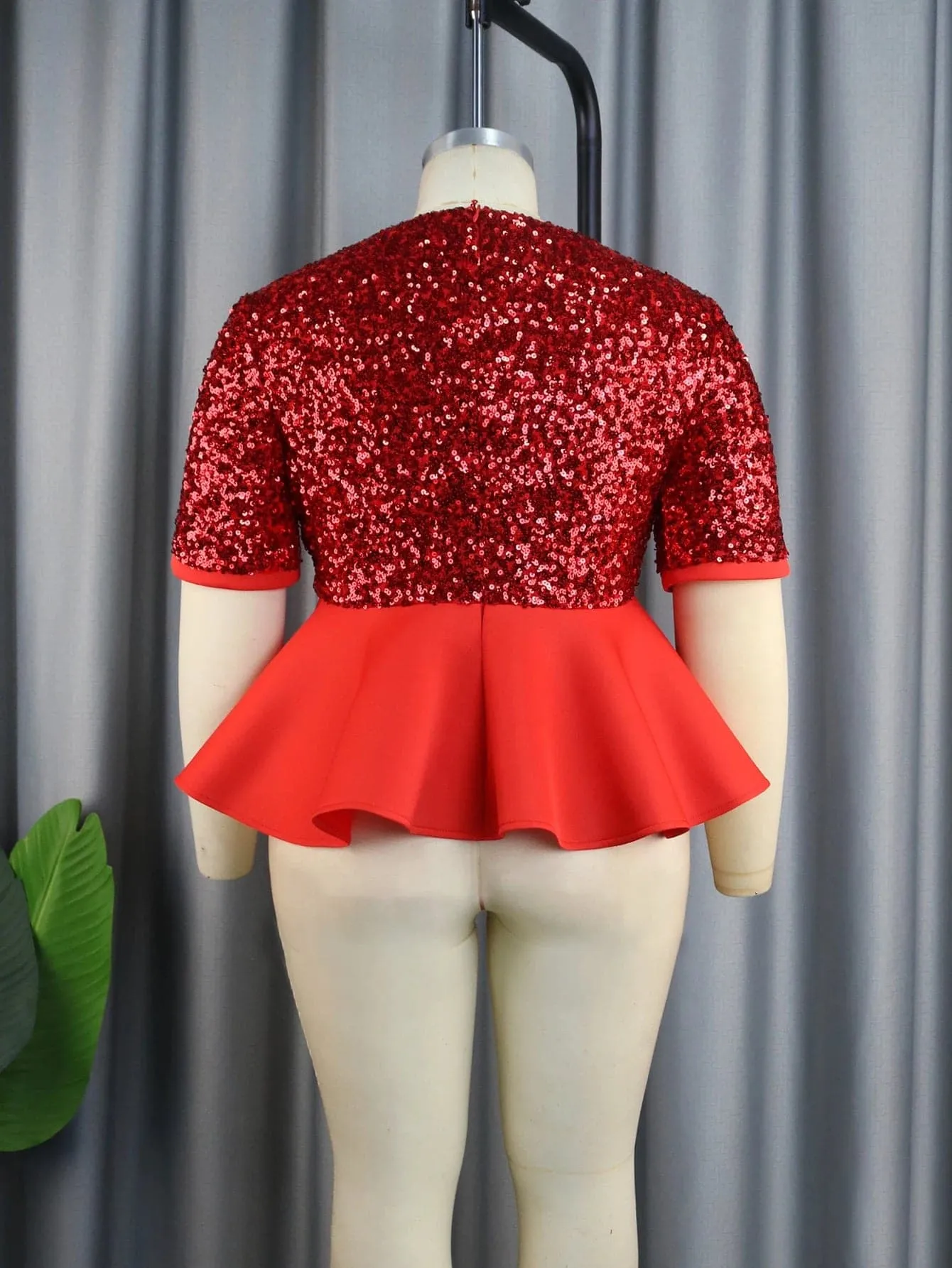 Red Sequins Evening Tops