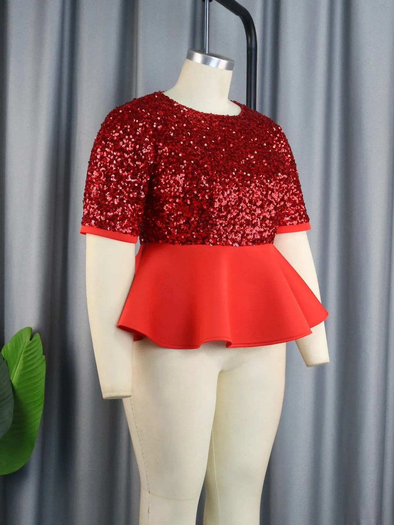 Red Sequins Evening Tops