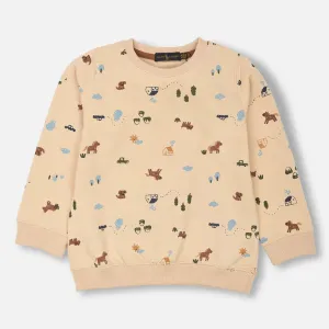 RL - Kids 'Off White' Animal Printed Terry Sweatshirt RL329