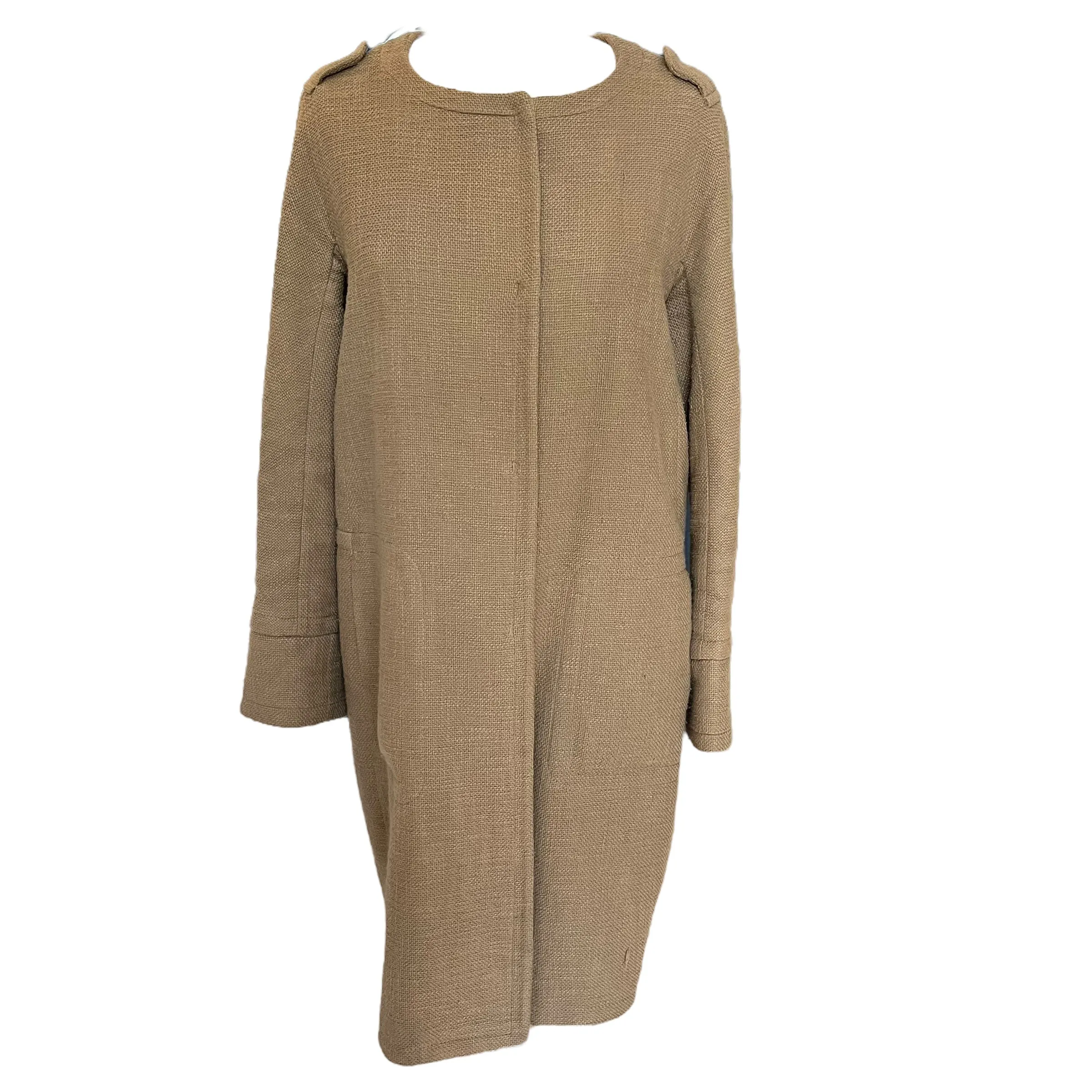 'S Max Mara Camel Linen Coat - 12/14