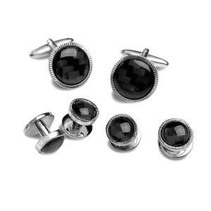 Silver Plated Hardware Formal Cufflinks Stud Set F103D-7704