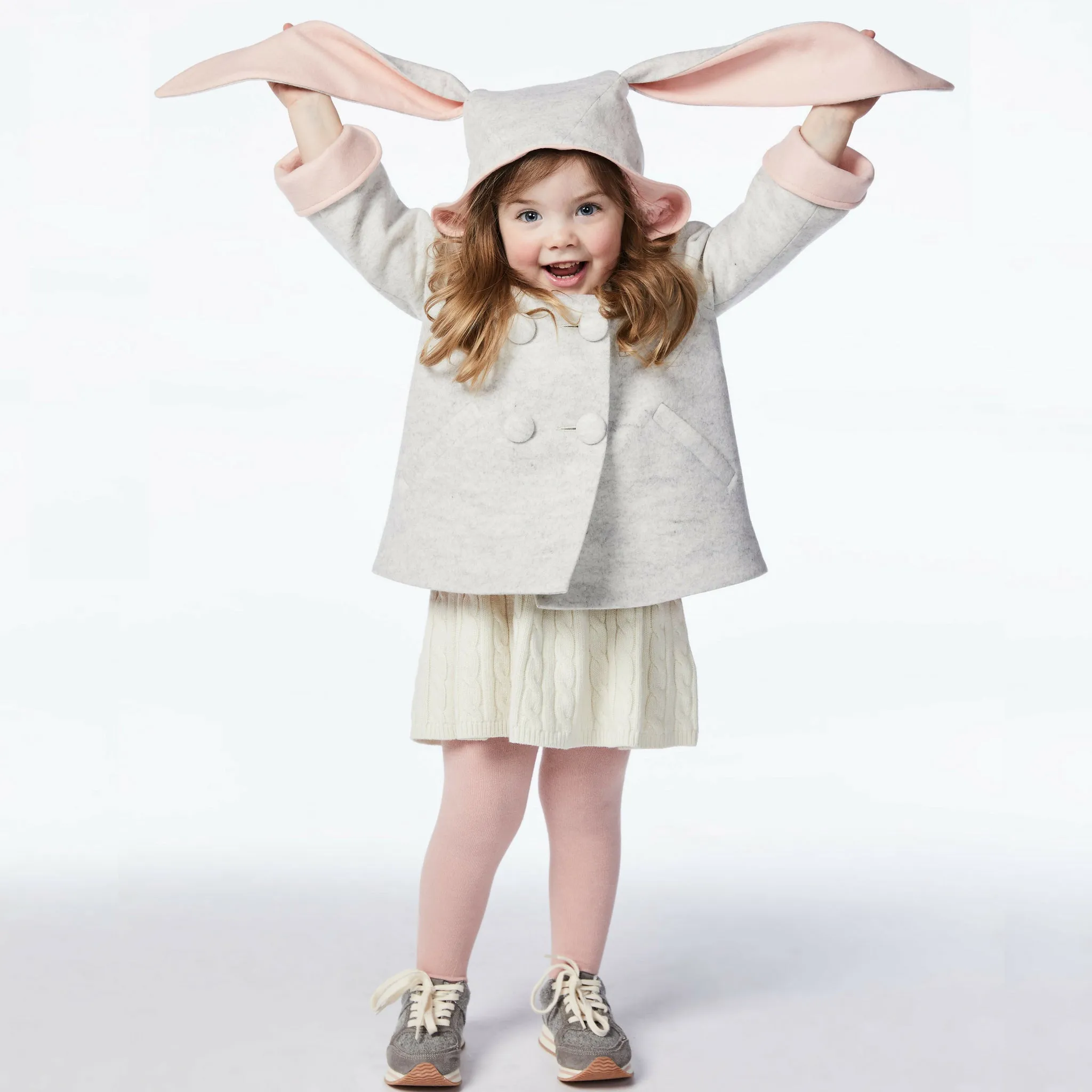 Six Button Bunny Coat in Barely Pink