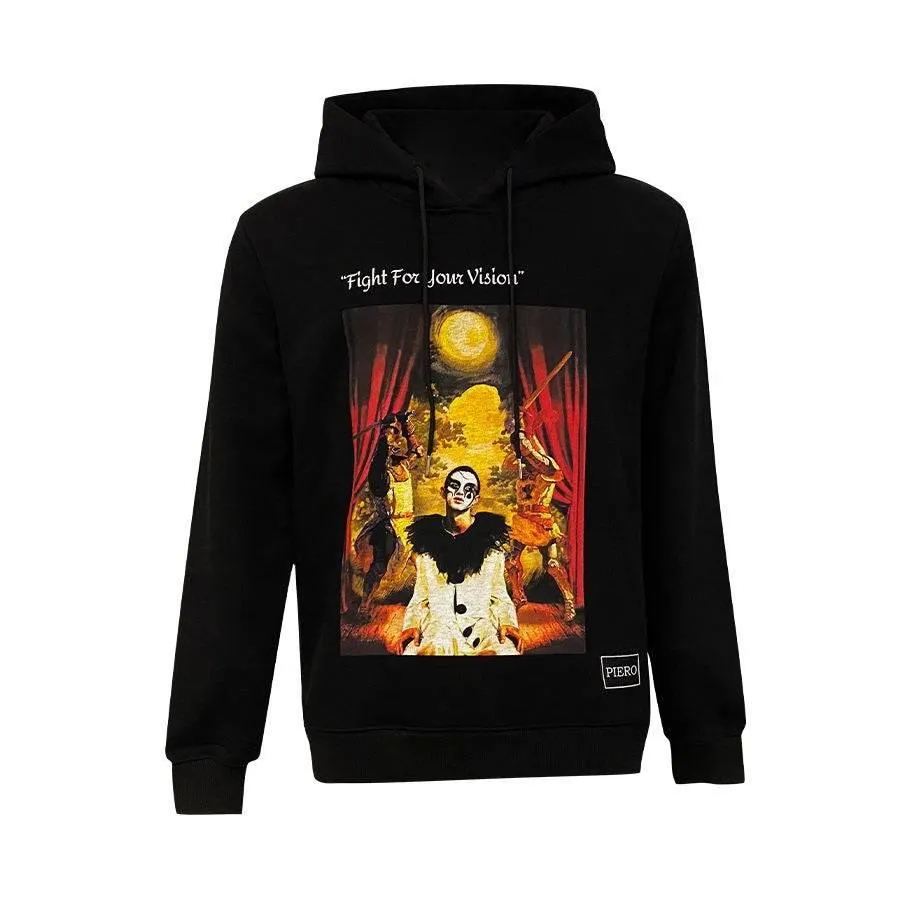 Slim Fit Black Hoodie Fight For Your Vision Organic Heavy Cotton