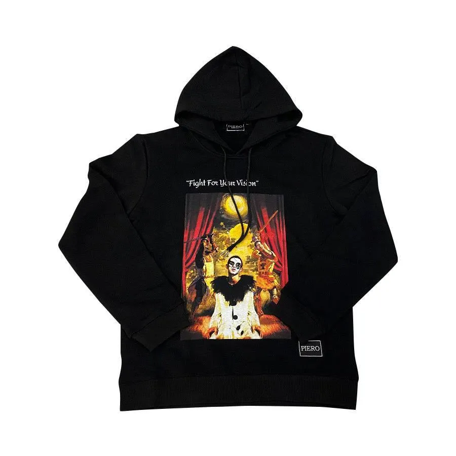 Slim Fit Black Hoodie Fight For Your Vision Organic Heavy Cotton