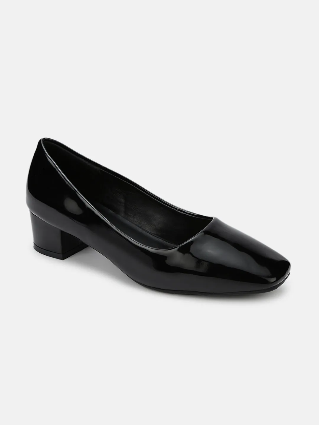 Square Toe Block Solid Pumps