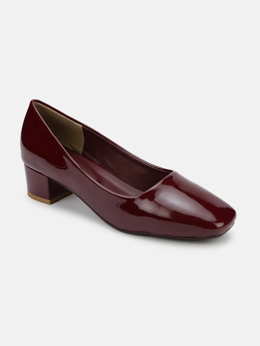 Square Toe Block Solid Pumps