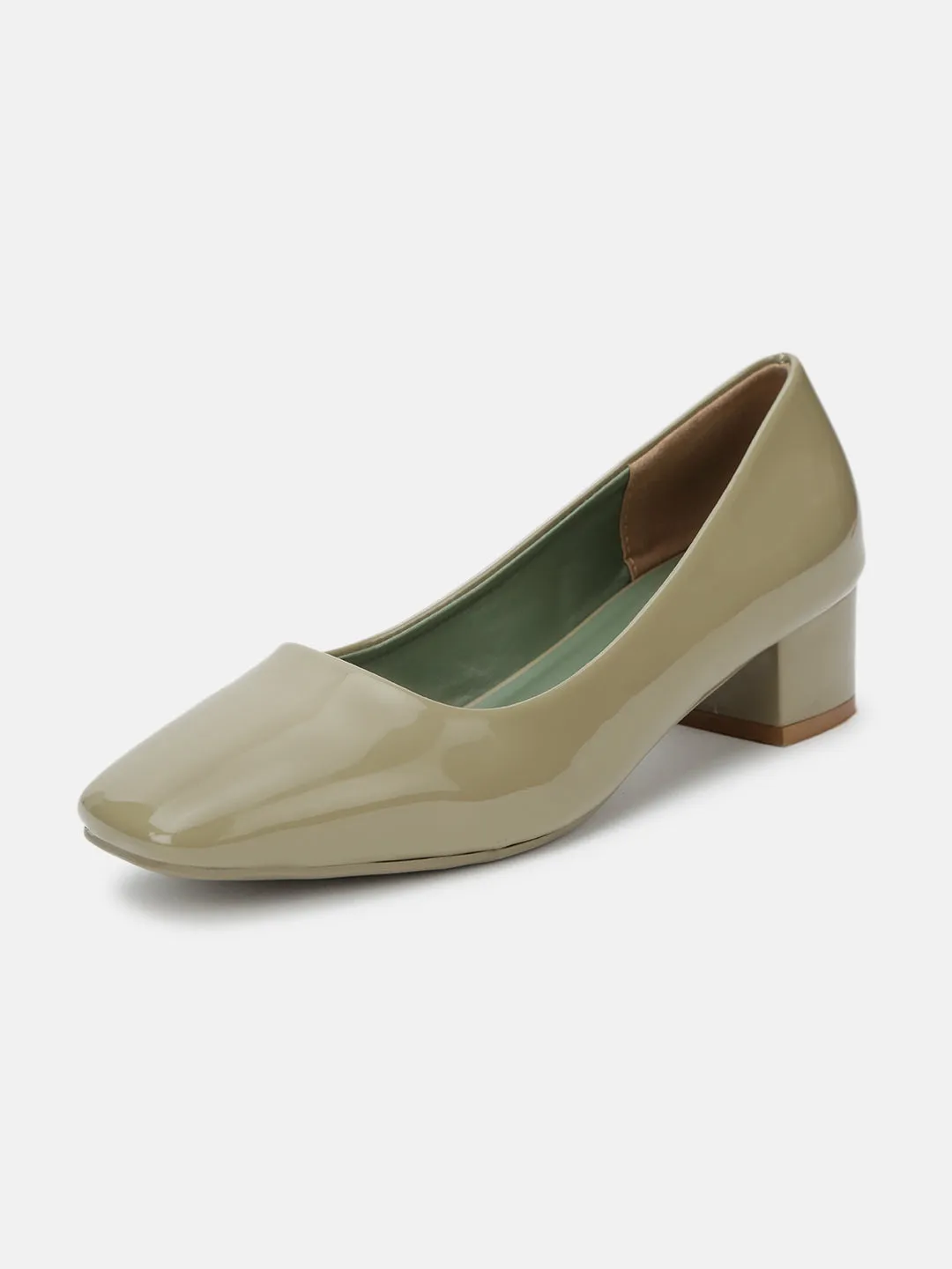 Square Toe Block Solid Pumps