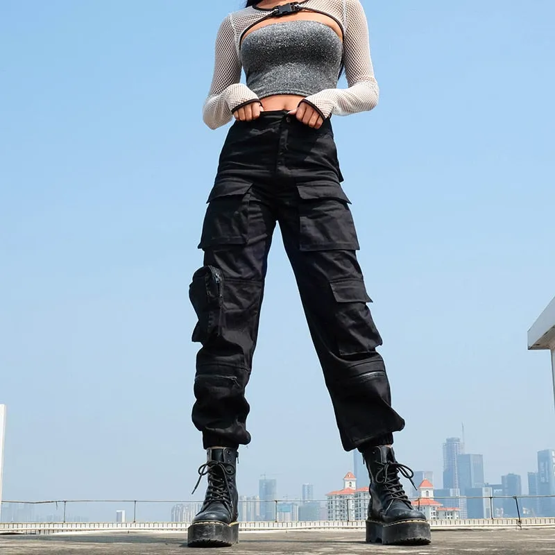 'Take Control' Black cargo pants