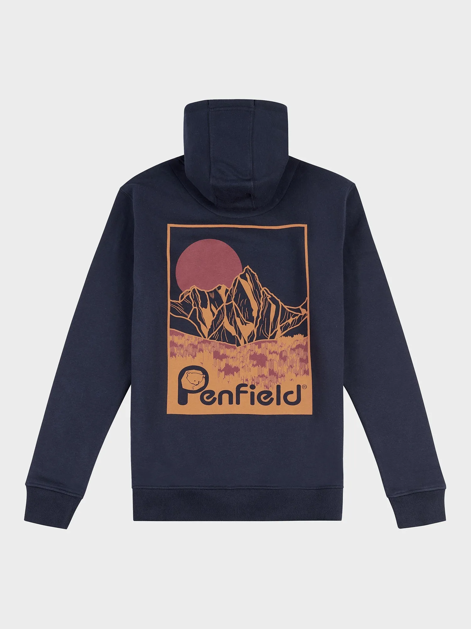 Washed Mountain Graphic Hoodie in Navy Blue