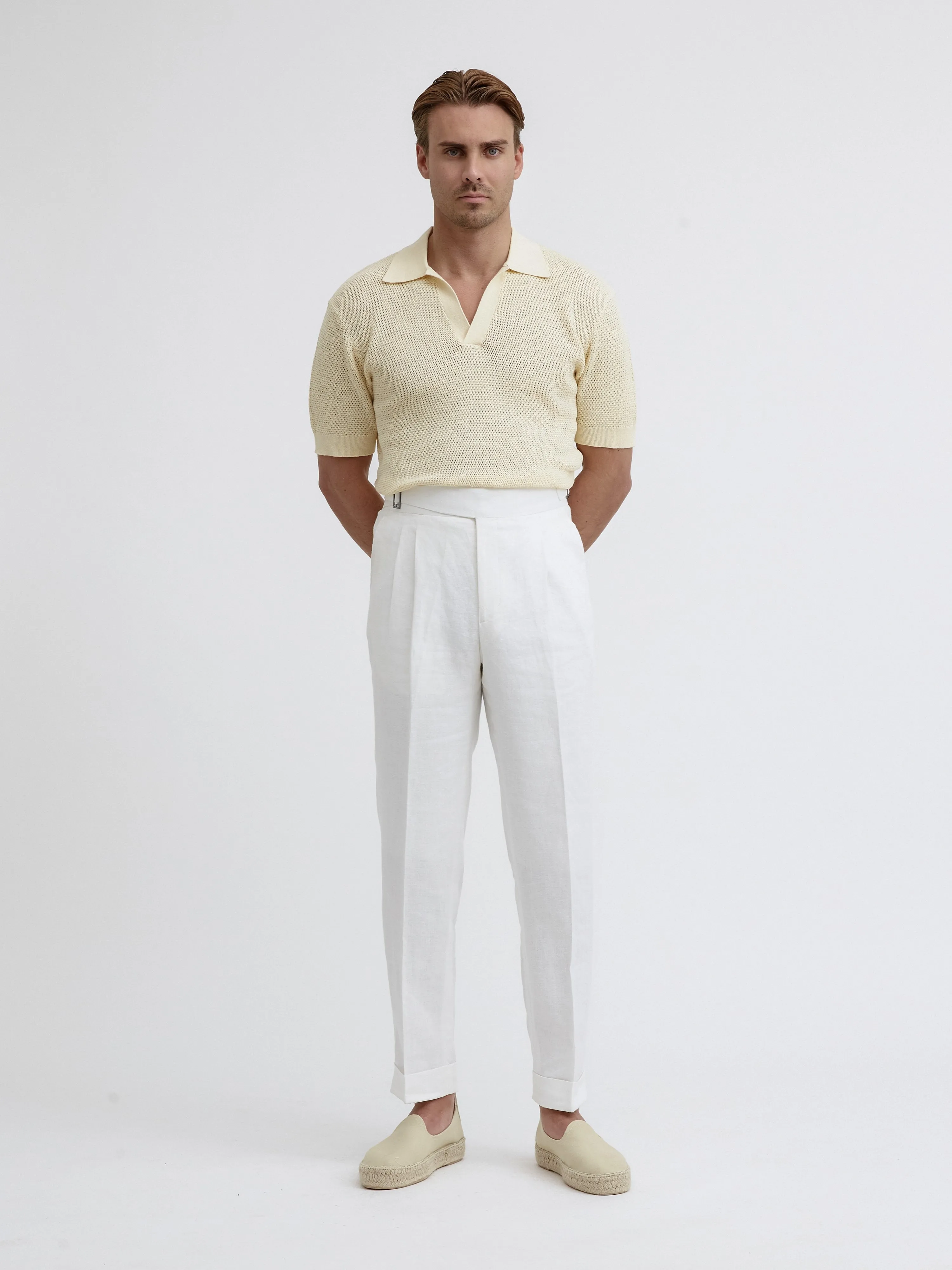 White Linen Gurkha Trousers