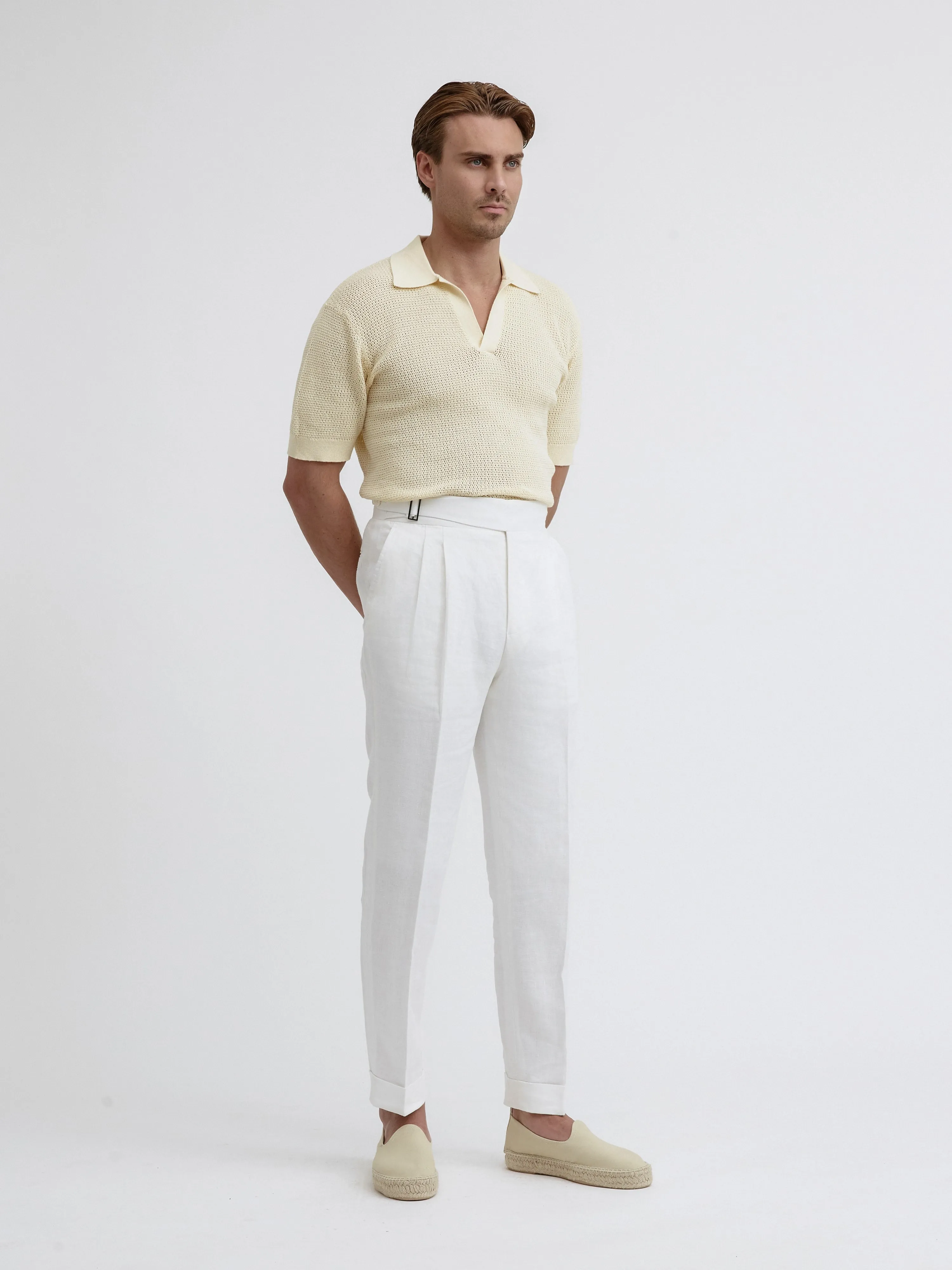 White Linen Gurkha Trousers