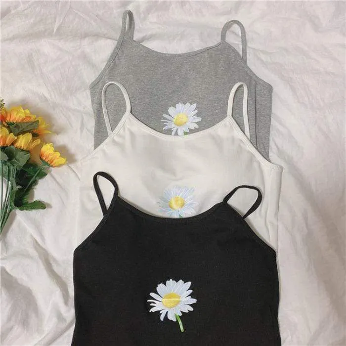 Women's Casual Daisy Printed Crop Tops