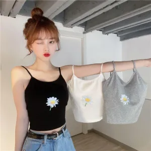 Women's Casual Daisy Printed Crop Tops