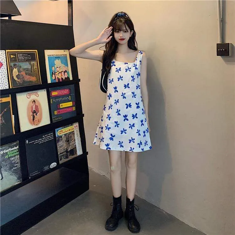 Women's Cute Flower Printed A-line Loose Dresses