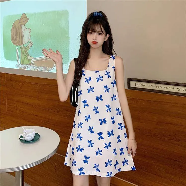 Women's Cute Flower Printed A-line Loose Dresses