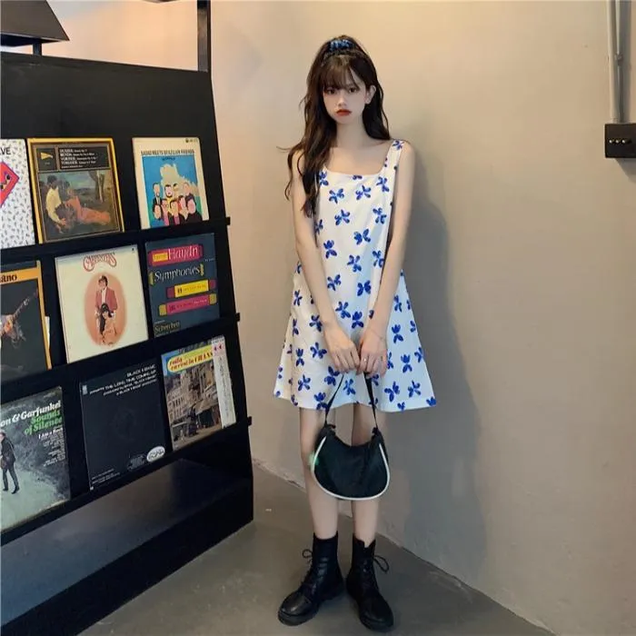 Women's Cute Flower Printed A-line Loose Dresses