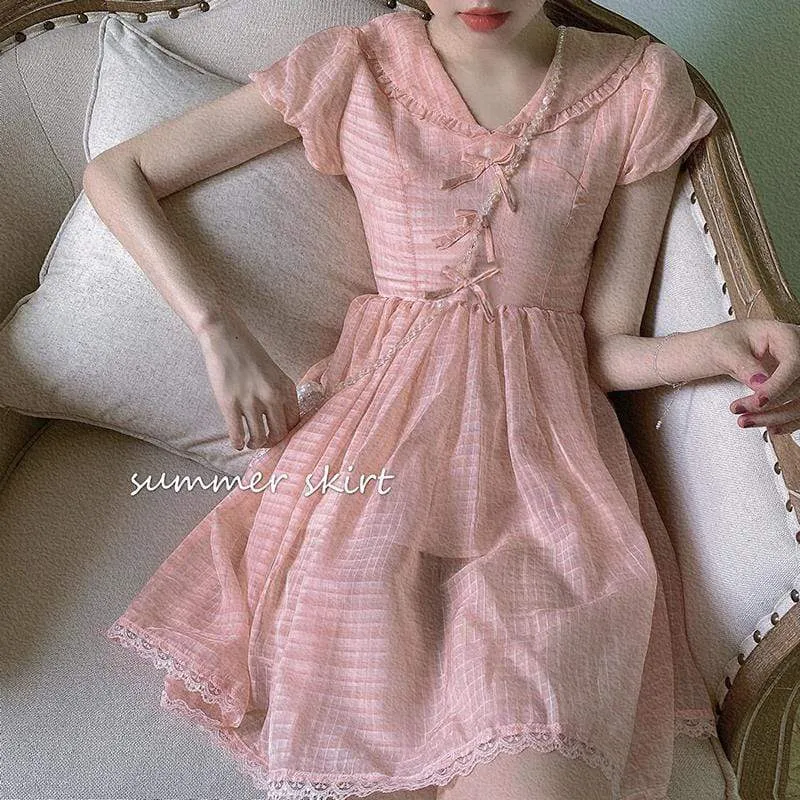 Women's Cute Mid-length Drawstring Chiffon Dresses